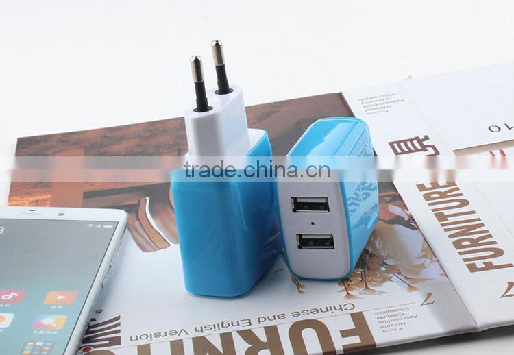 Portable 2 USB Ports Mobile Phone Travel Charger With US / EU Plug