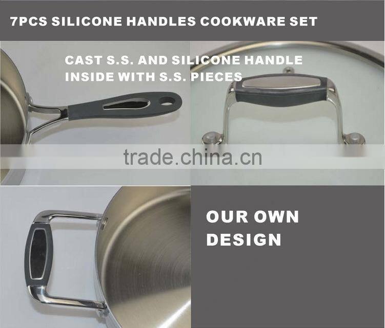 Alibaba china supplier stainless steel 7pcs cooks club cookware