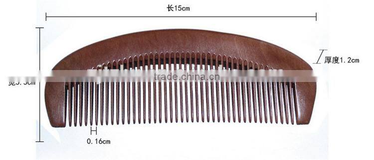 Anti-static Health Care Half Moon Hair Silky Peach Wooden Wide Teeth Comb