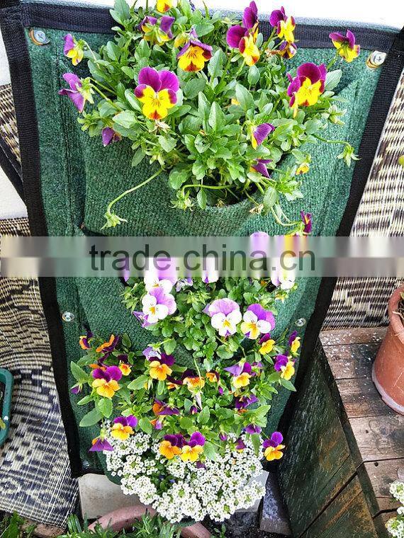 4 Pocket Vertical Wall Garden Plant Wall-mounted,Brown Vertical Garden Pocket Planters