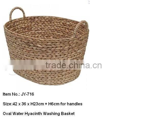 Oval water hyacinth laundry basket wholesale