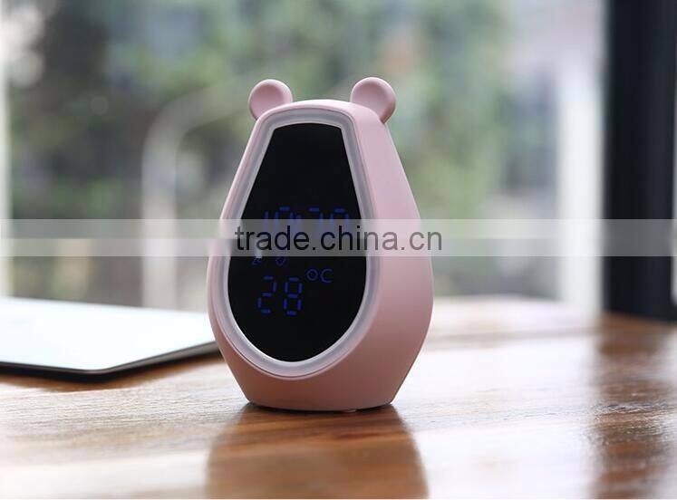 Simple Fashion Multi-functional Cute Bear Desk Clock With Mirror/LED Back Light/Bluetooth Speaker/Temperature Digital Clock