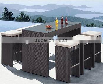 2017 Trade Assurance Most Popular PE Rattan Wicker unique Garden Bar Table set furniture