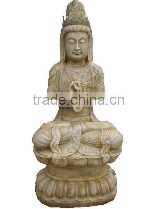 Sitting antique marble stone buddism Guanyin statue