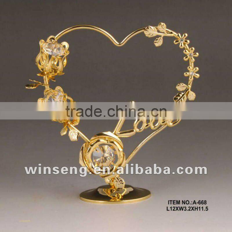 24K Gold Plated Love Heart with Flower for Gifts
