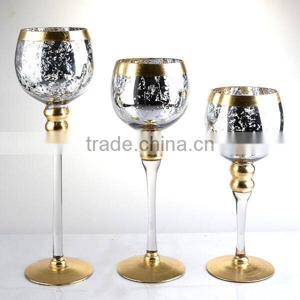 3-tier long-stemmed cheap glass candle holder