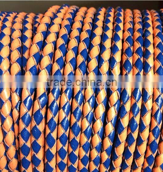 colorful real leather handmade weave lanyard / round leather rope