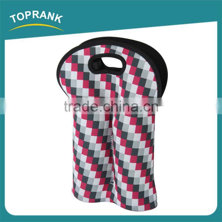 Custom wholesale 1.5l bottle wine cooler bags, tote foldable insulated neoprene wine cooler bag