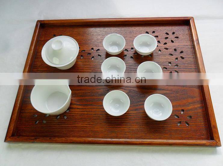 Hollow carved wooden tea tray