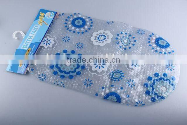 Oval Transparent pvc printed anti slip bath mat