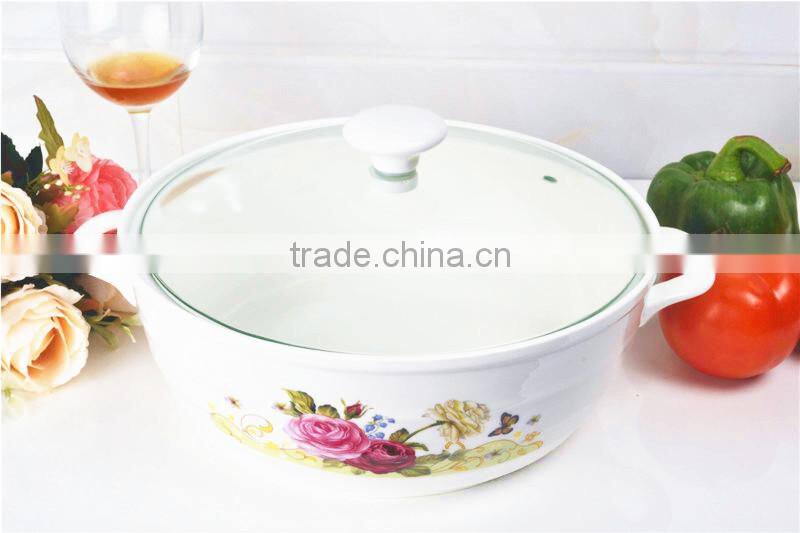 Microwave porcelain pot with glass lid