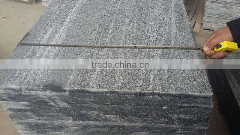 Vein Design Black Granite Flamed Tiles