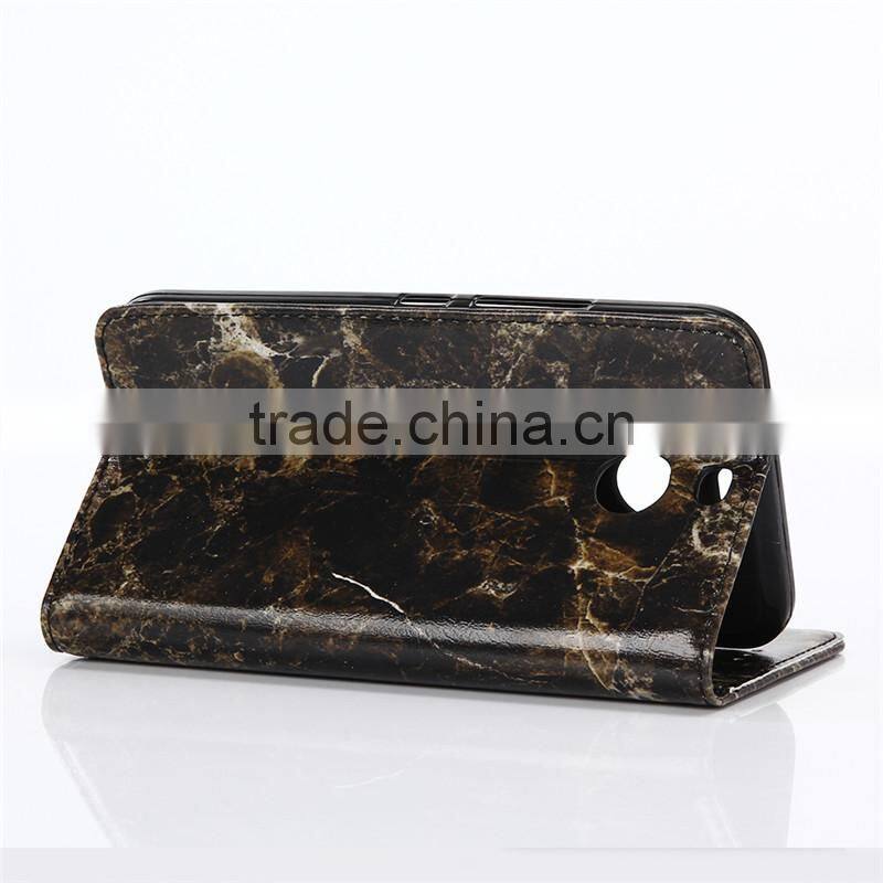 Noble design high quality marble PU card bumper/pocket cell phone case for HTC