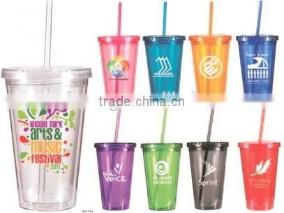 16 oz Color Changing plastic double wall tumbler with removable paper
