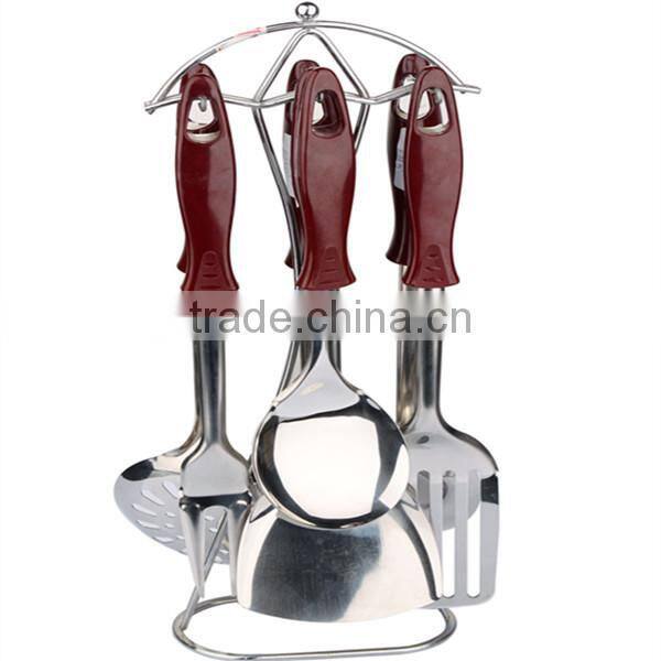 7pcs Stainless steel cookware set,S/S kitchenware set,Cooking spatula-spoon-meat fork-rack set