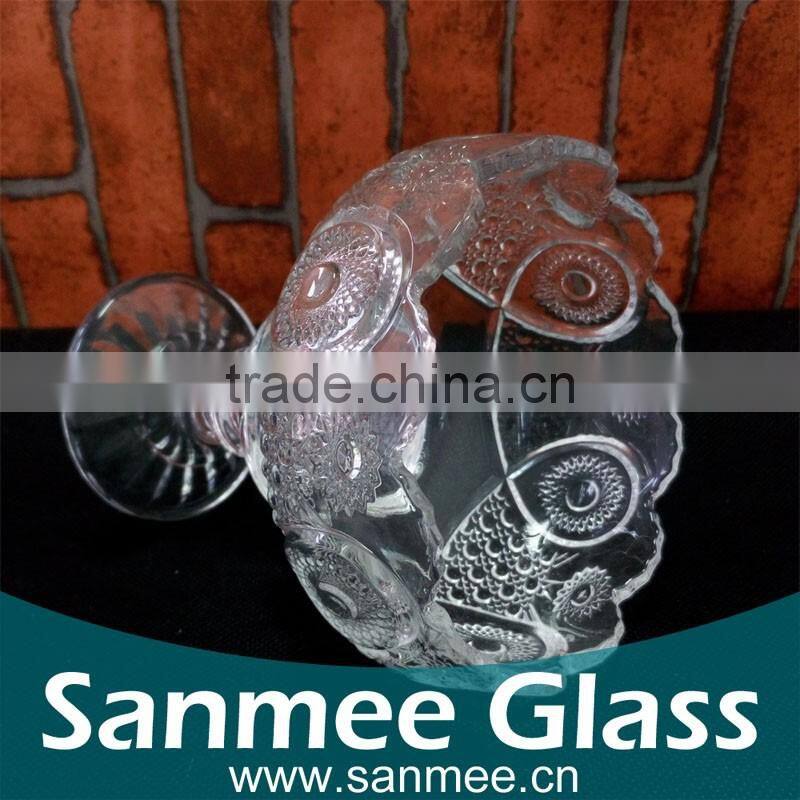 Sun Flower Embossed Crystal Glass Goblet Candy Bowl