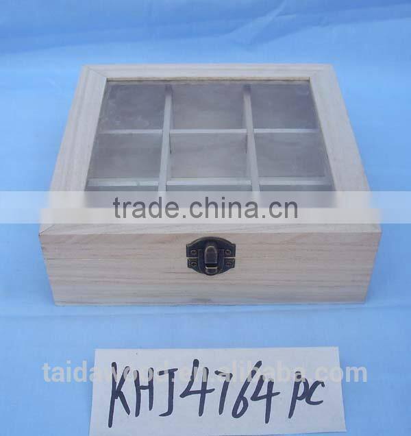 Custom logo and color 6 compartment solid wooden tea box accept OEM