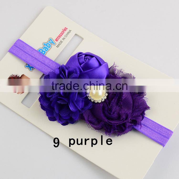 Most Hot Baby Hairband Flower Handwear Kids Girls Flower Ribbon Baby Elastic Headband For Kids