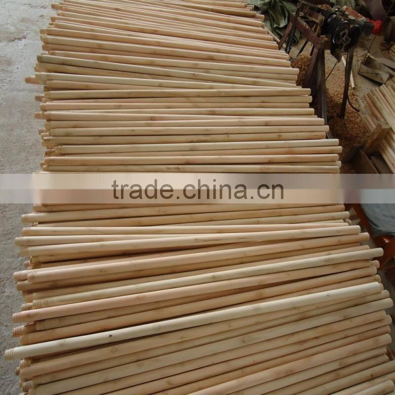 Small cap round wood broom pole