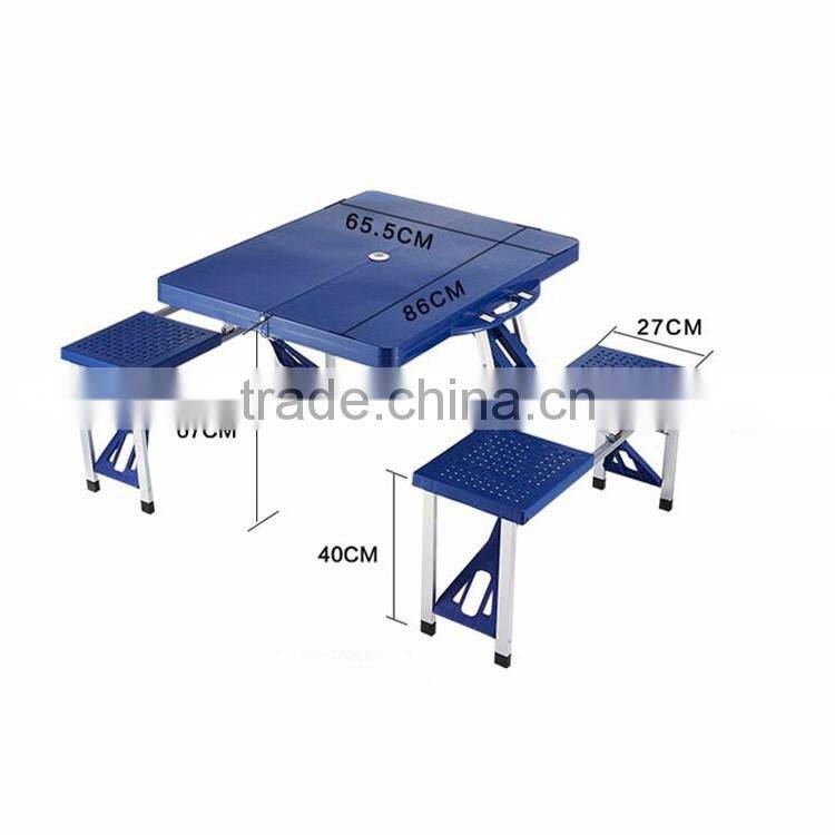 High Quality ABS Folding Table Set Portable Outdoor Camp Suitcase Picnic Table 4 Seats Blue