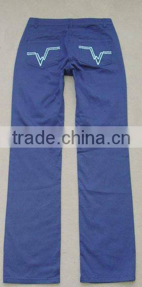Ladies' 100% cotton twill embroideried casual pants