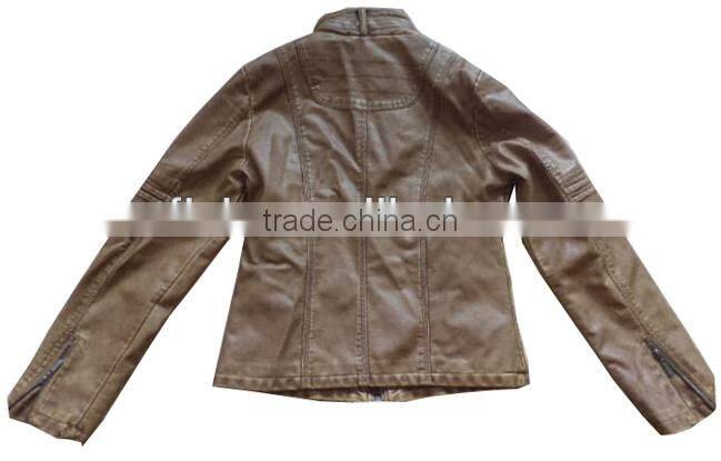 773# stock cheap women's pu leather jacket