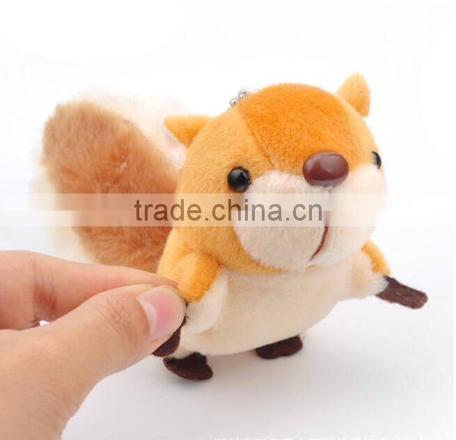 High quality 8cm squirrel backpack hanging toys keychain for kids promotion