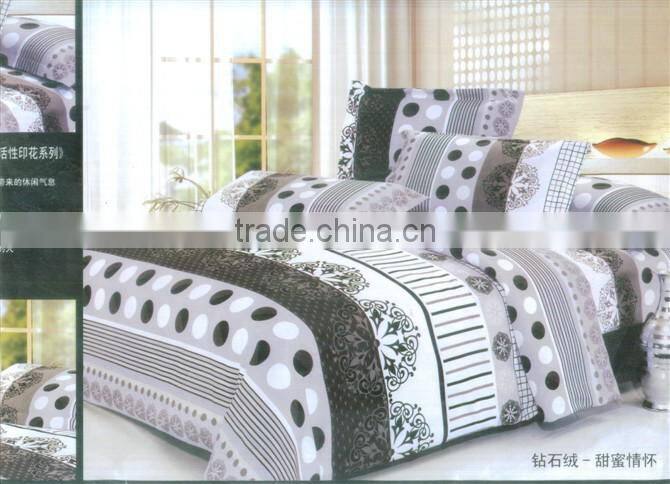 100%polyester disperse printed sun flower design diamond velvet bedding set