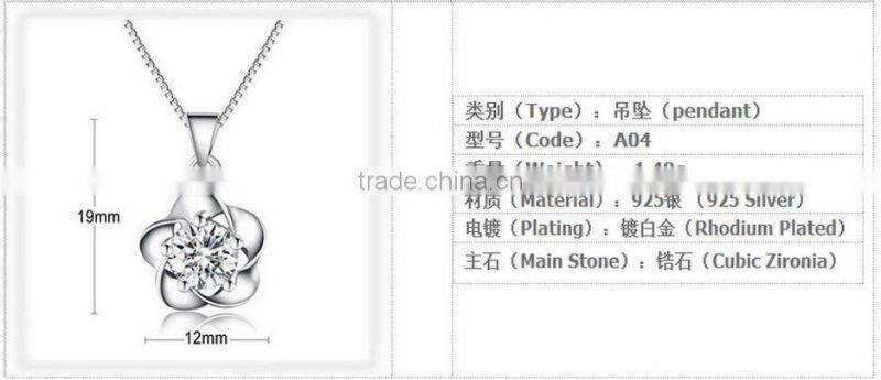 925 Sterling Silver Fashion Flower Shape Pendant with Rhodium Plated