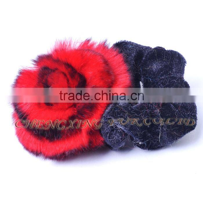 CX-E-33 Rabbit Fur Flower Elastic Hair Accessories For Women