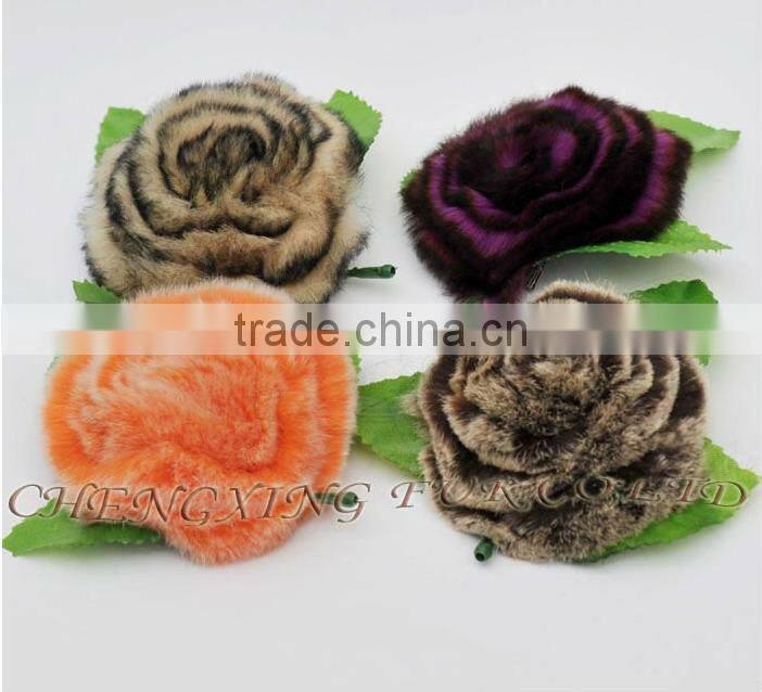CX-A-33 Genuine Rex Fur Flower Brooches