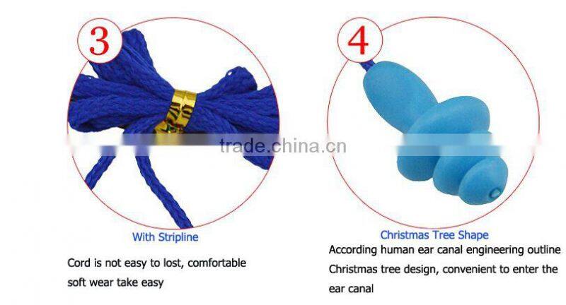 silicon eanti-noise earplugs with cord for hearing protection