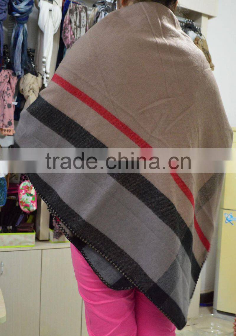 Fashion hot button jacquard cashmere plaid checked pashmina shawl
