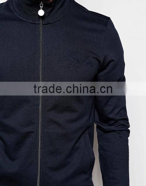 Custom cheap high quality your own brand zip up casual sports black sweatshirt without hood