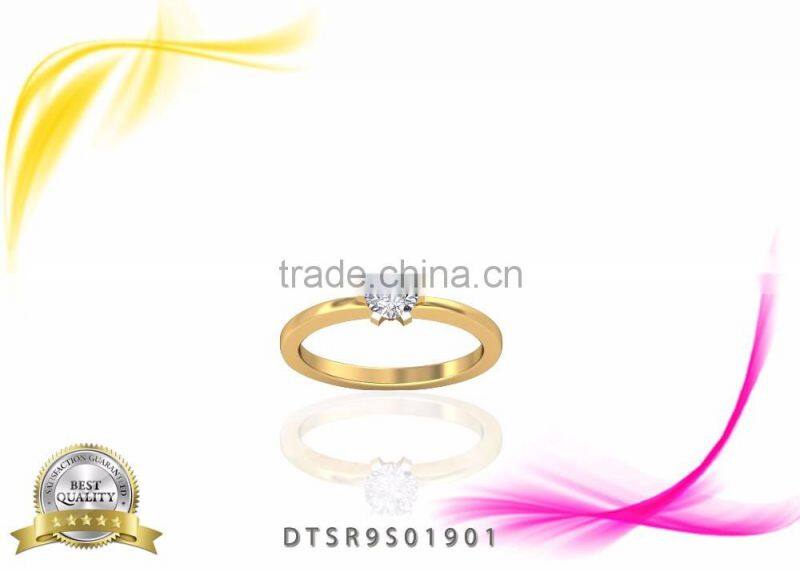 Cubic Zircon Stud Gold Plated Ring
