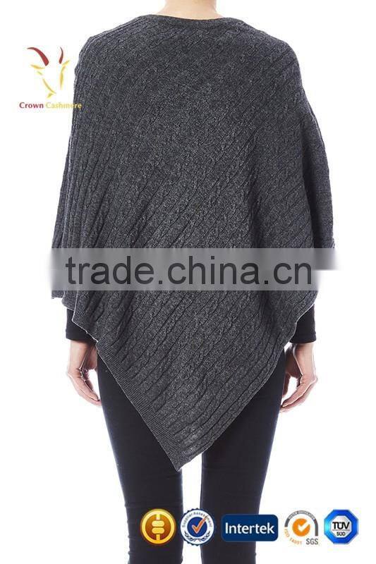 Classic Black Cashmere Poncho Wrap Poncho Knitted