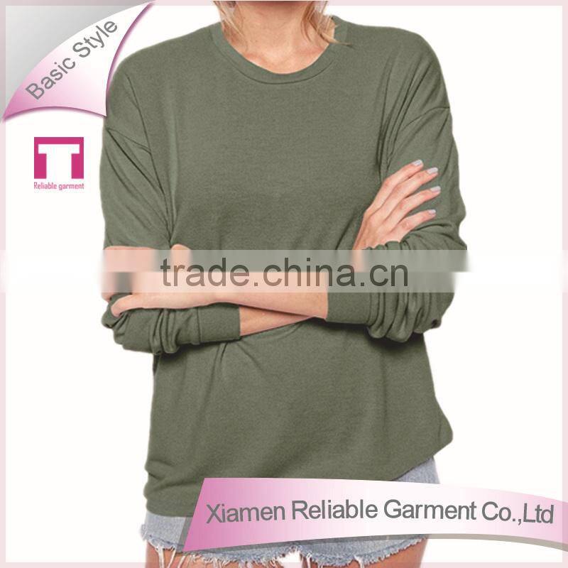 Blank wholesale plain green custom long sleeve t shirt