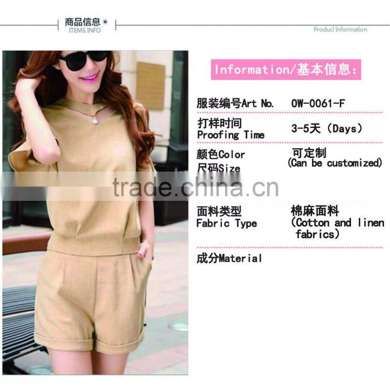 linen cotton new fashion ladies suit casual women jumpsuit