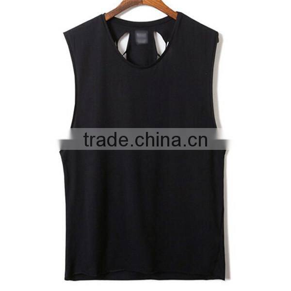 Wholesale Cheap Round Collar Black color cotton vest for men