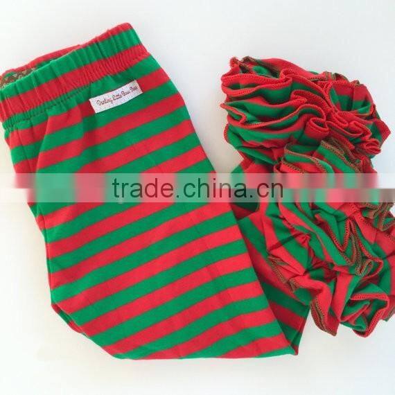 Christmas Ruffle Leggings Toddlers 95% Cotton 5% Spandex Icing Legging Red and Green Striped Pants