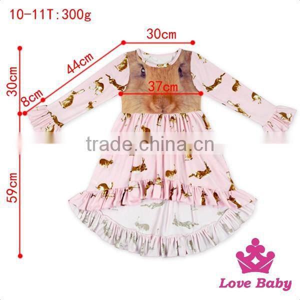 48BQA136 Lovebaby Short Front Long Back Ruffle Long Sleeve Baby Frock Pictures For 0-6Years Kids Casual Wear