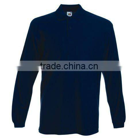 Cheap Custom Printed 100% Cotton Premium Long Sleeve Pique Polo Shirts for Men