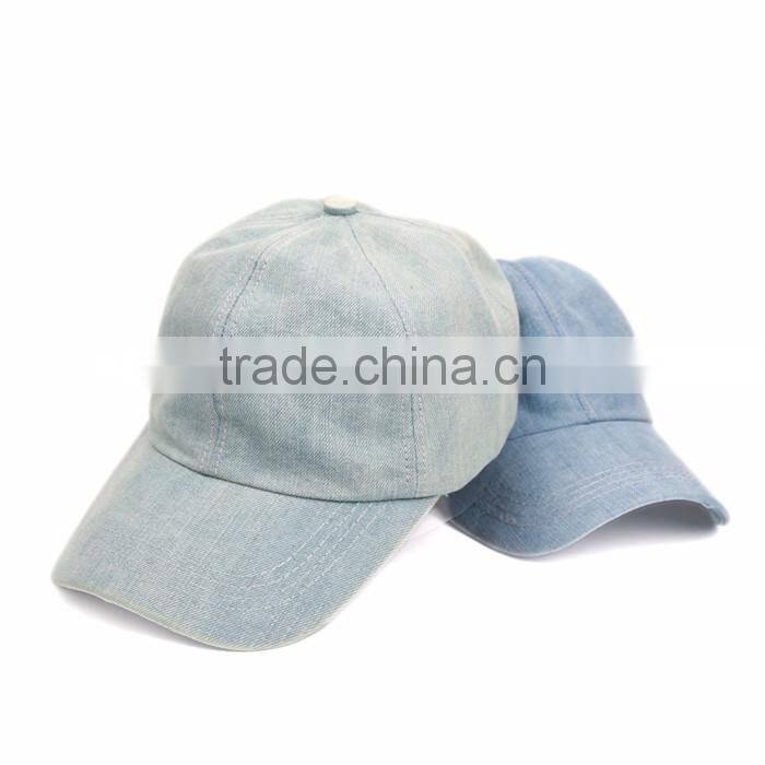 Custom Denim brush 6 panel blank wholesale cycling dad baseball hat