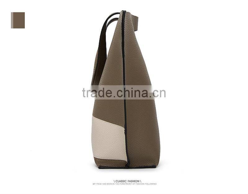 China Alibaba Designer Women Leather Handbag Contrast Shoulder Bag Fashion Style Top-Handle Female Casual Totes Bags
