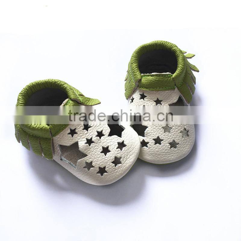baby sandal with green fringe wholesale baby shoes