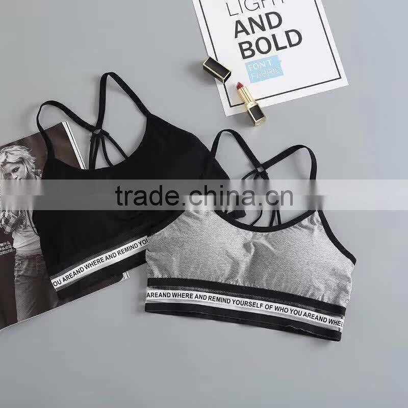 Stylish style beautiful embroidered back wireless bra sexy ladies yoga bra