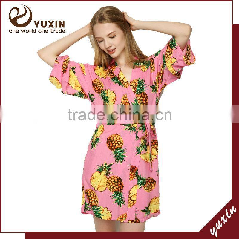 Floral Robe bride robe cotton short floral bridesmaid robe FR0101