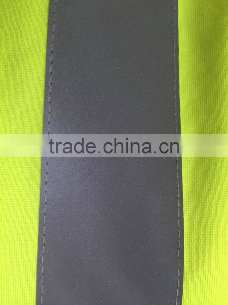 Two tone hi vis safety sweatshirt with reflective tape and half zipper