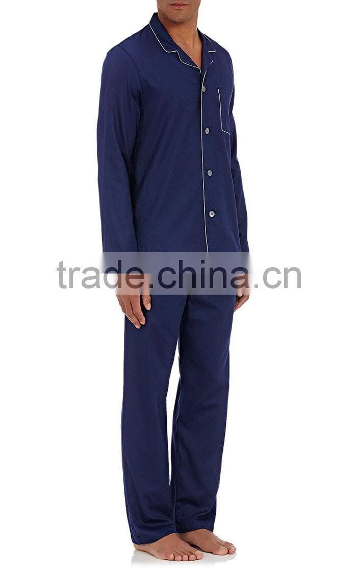 Notched collar mens sleepwear cotton pajamas boy blank leisure suit