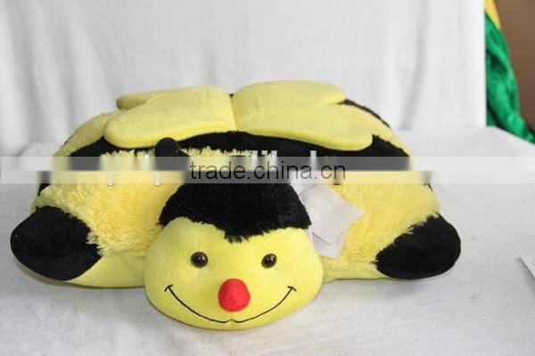 cutom plush pillow bee stuffed plush animal toy pillow yellow